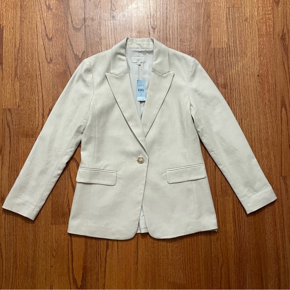 LOFT Jackets & Blazers - NWT LOFT neutral cotton linen blend single button blazer size 00 P petite
